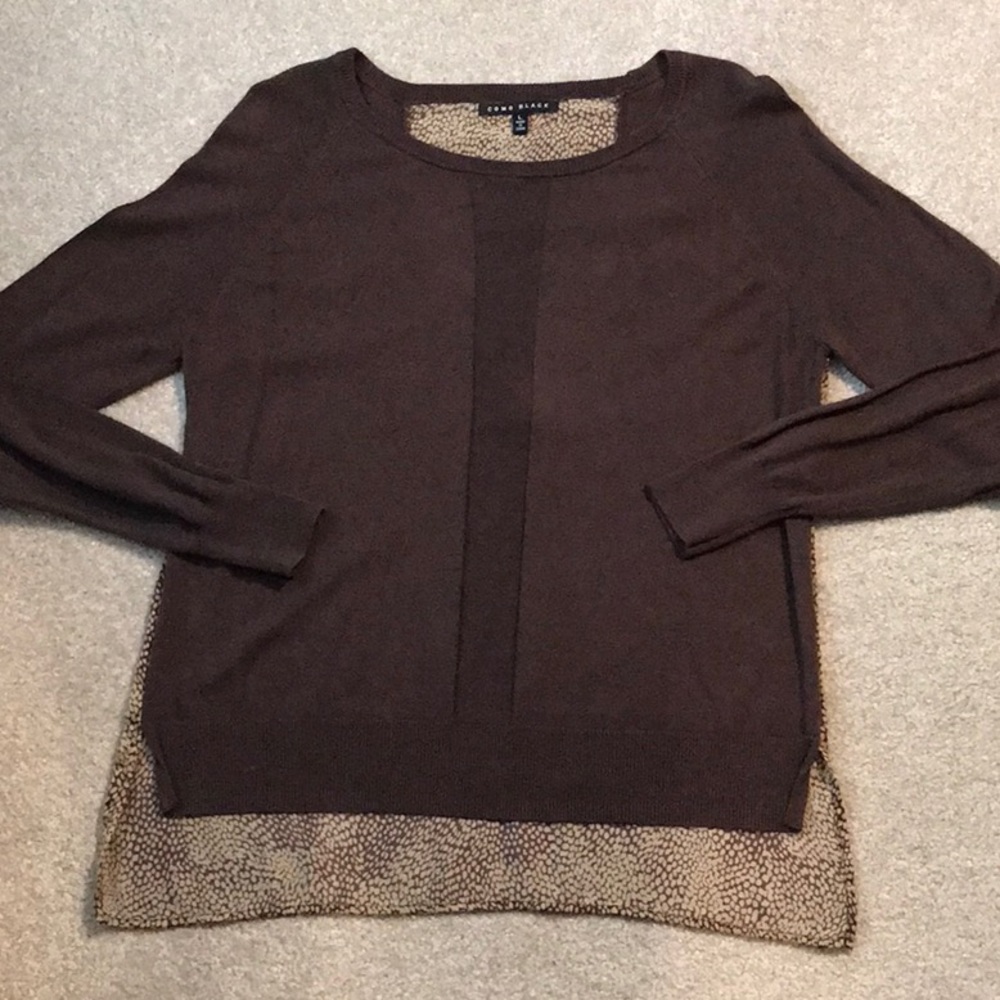 Brown mixed material sweater